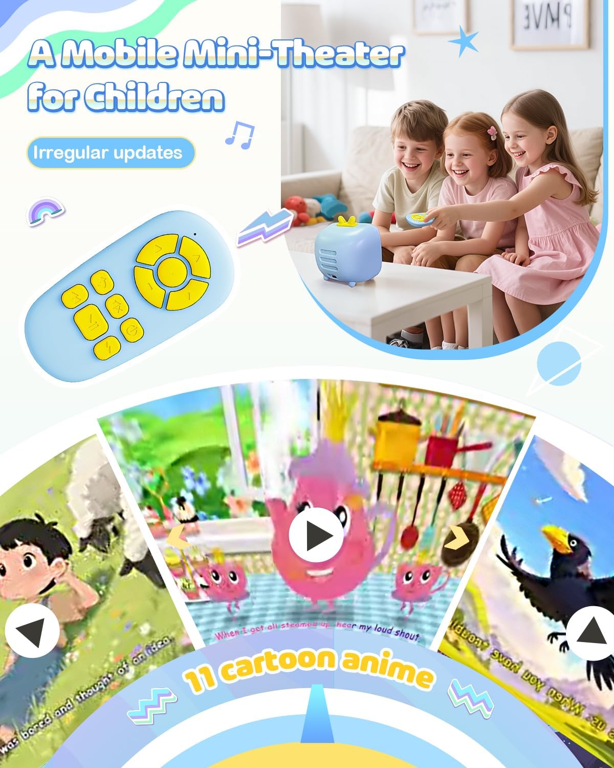 Kids TV Toy with Video Player & 100+ Stories – Toddler Story Machine for 3-8 Year Old Boys Girls, Music Player, Alarm Clock, Games, Christmas Birthday Gift for Kids (Blue)